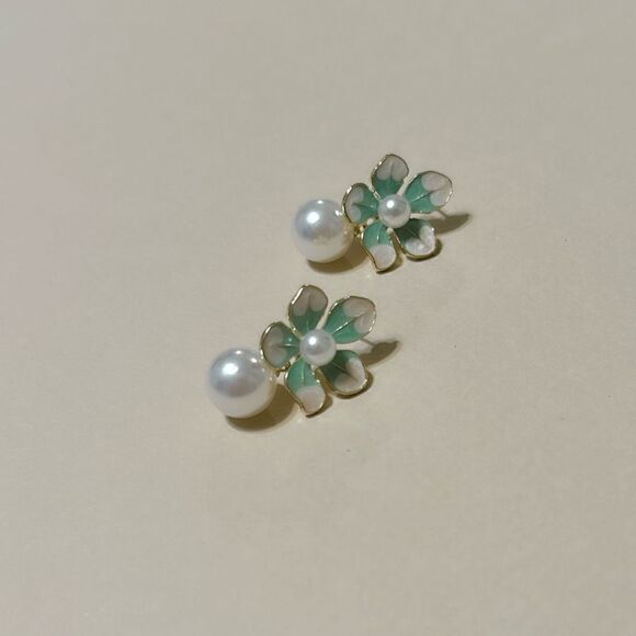 Flower pearl earrings N793 - Picture 2 of 5